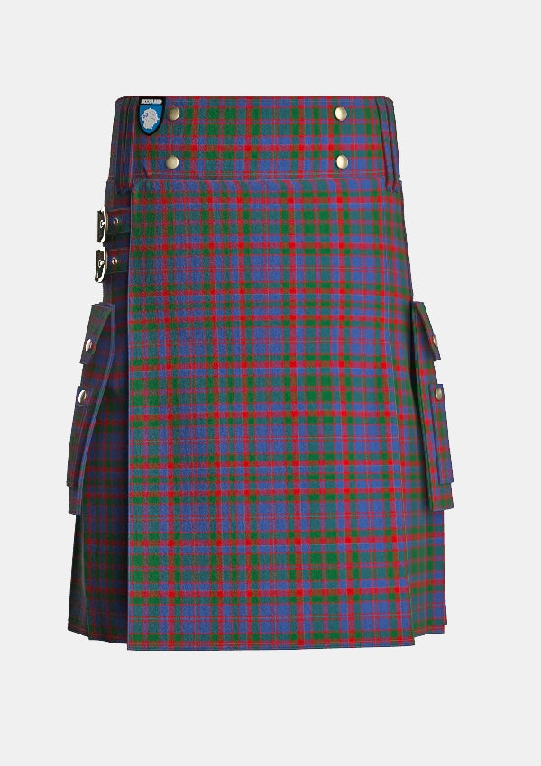 Utility_Cummings_tartan_508_kilt_front_image_with_pleated_design_and_adjustable_buckles_for_men