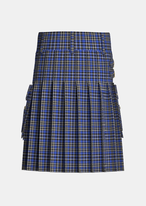 Utility_Cummins_Royal_Blue_Tartan_10729_kilt_back_image_with_pleated_design_and_adjustable_buckles_for_men