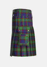 Utility_Cunningham_Hunting_Tartan_1972_kilt_left_image_with_pleated_design_and_adjustable_buckles_for_men
