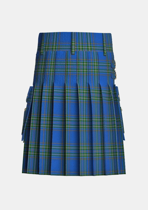 Utility_Dallas_Tartan_4652_kilt_back_image_with_pleated_design_and_adjustable_buckles_for_men