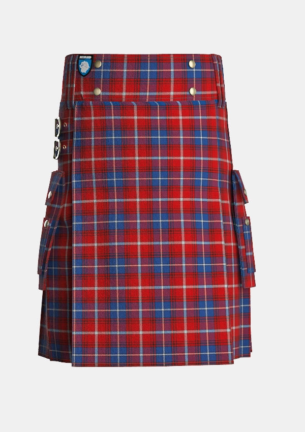 Utility_Danish_Tartan_kilt_front_image_with_pleated_design_and_adjustable_buckles_for_men