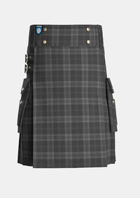 Utility_Dark_Island_Tartan_5832_kilt_front_image_with_pleated_design_and_adjustable_buckles_for_men