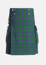 Utility_Davidson_Half_Tartan_1076_kilt_front_image_with_pleated_design_and_adjustable_buckles_for_men