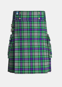 Utility_Davidson_of_Tulloch_Dress_Tartan_kilt_front_image_with_pleated_design_and_adjustable_buckles_for_men