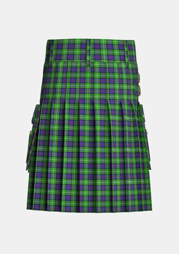 Utility_Davidson_of_Tulloch_Tartan_1360_kilt_back_image_with_pleated_design_and_adjustable_buckles_for_men