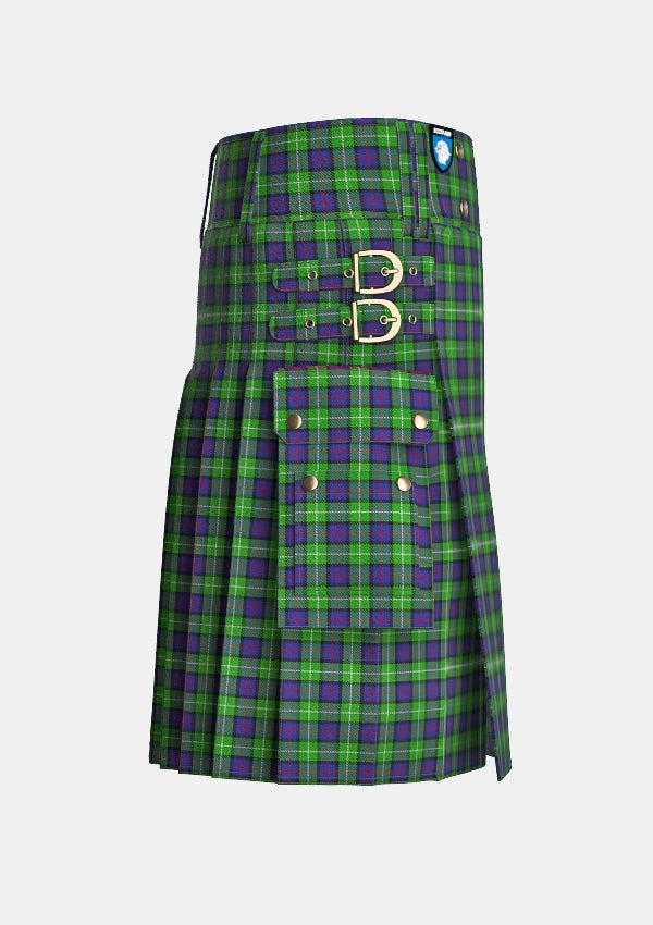 Utility_Davidson_of_Tulloch_Tartan_1360_kilt_right_image_with_pleated_design_and_adjustable_buckles_for_men