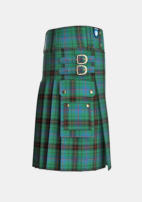 Utility_Davidson_tartan_kilt_right_image_with_pleated_design_and_adjustable_buckles_for_men