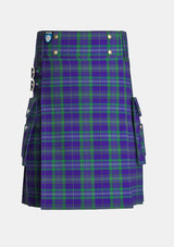 Utility_Davies_tartan_3410_kilt_front_image_with_pleated_design_and_adjustable_buckles_for_men