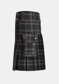 Utility_Devlin_H_Family_Tartan_13900_kilt_left_image_with_pleated_design_and_adjustable_buckles_for_men
