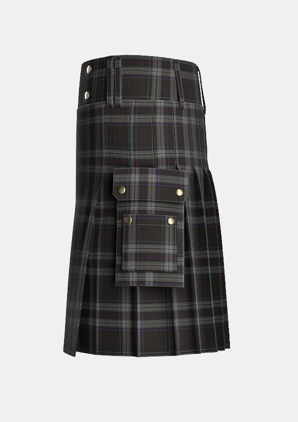 Utility_Devlin_H_Family_Tartan_13900_kilt_left_image_with_pleated_design_and_adjustable_buckles_for_men
