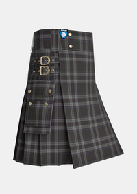 Utility_Devlin_H_Family_Tartan_13900_kilt_side_image_with_pleated_design_and_adjustable_buckles_for_men