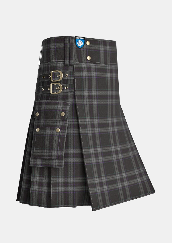 Utility_Devlin_H_Family_Tartan_13900_kilt_side_image_with_pleated_design_and_adjustable_buckles_for_men
