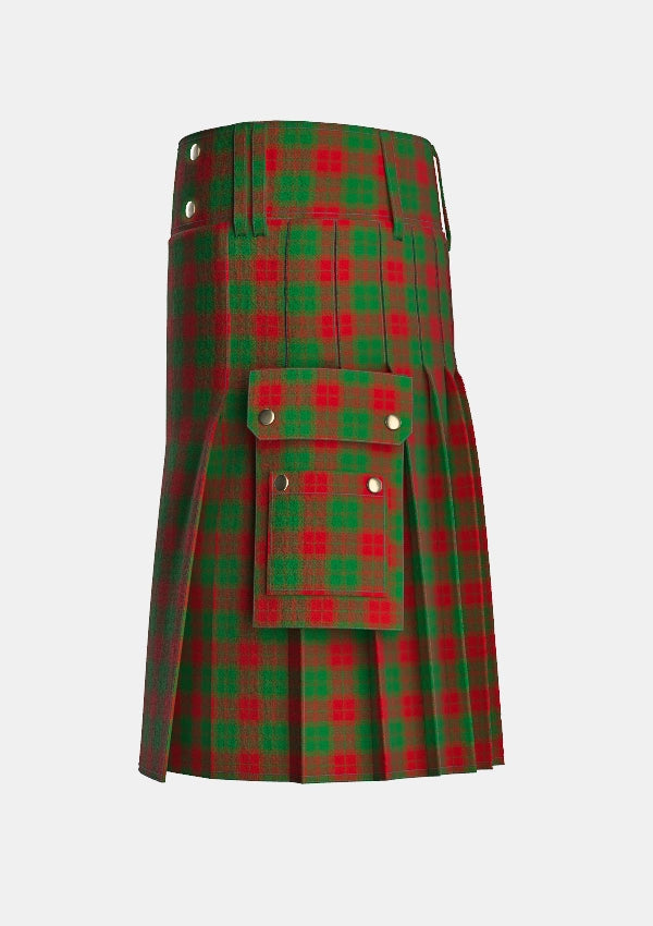 Utility_Dewar_Tartan_3400_kilt_left_image_with_pleated_design_and_adjustable_buckles_for_men