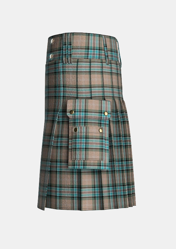 Utility_Diana_Memorial_Rose_Tartan_11460_kilt_left_image_with_pleated_design_and_adjustable_buckles_for_men