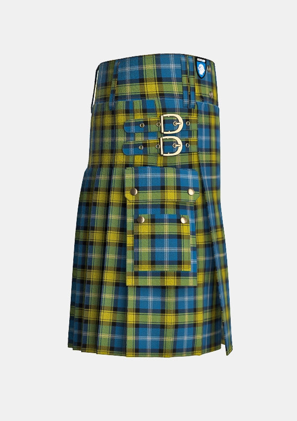 Utility_Doddie_Weir_tartan_12047_kilt_right_image_with_pleated_design_and_adjustable_buckles_for_men