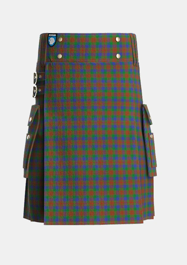 Utility_Dorward_Dogwood_Tartan_2533_kilt_front_image_with_pleated_design_and_adjustable_buckles_for_men
