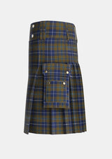 Utility_Douglas_Brown_Tartan_2523_kilt_left_image_with_pleated_design_and_adjustable_buckles_for_men