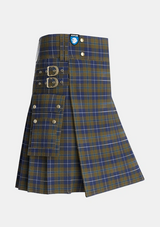 Utility_Douglas_Brown_Tartan_2523_kilt_side_image_with_pleated_design_and_adjustable_buckles_for_men