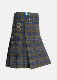 Utility_Douglas_Brown_Tartan_2523_kilt_side_image_with_pleated_design_and_adjustable_buckles_for_men