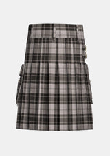 Utility_Douglas_Gray_Tartan_kilt_back_image_with_pleated_design_and_adjustable_buckles_for_men