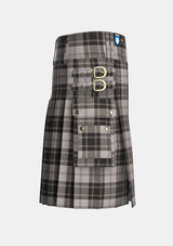 Utility_Douglas_Gray_Tartan_kilt_right_image_with_pleated_design_and_adjustable_buckles_for_men