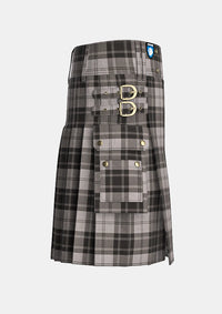Utility_Douglas_Gray_Tartan_kilt_right_image_with_pleated_design_and_adjustable_buckles_for_men