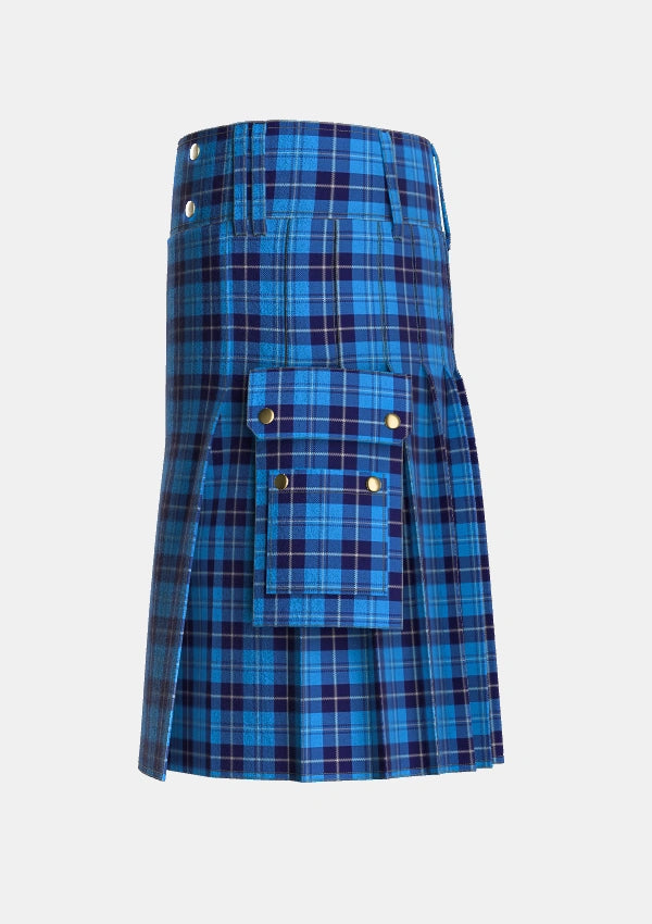 Utility_Douglas_Variation_Tartan_1755_kilt_left_image_with_pleated_design_and_adjustable_buckles_for_men