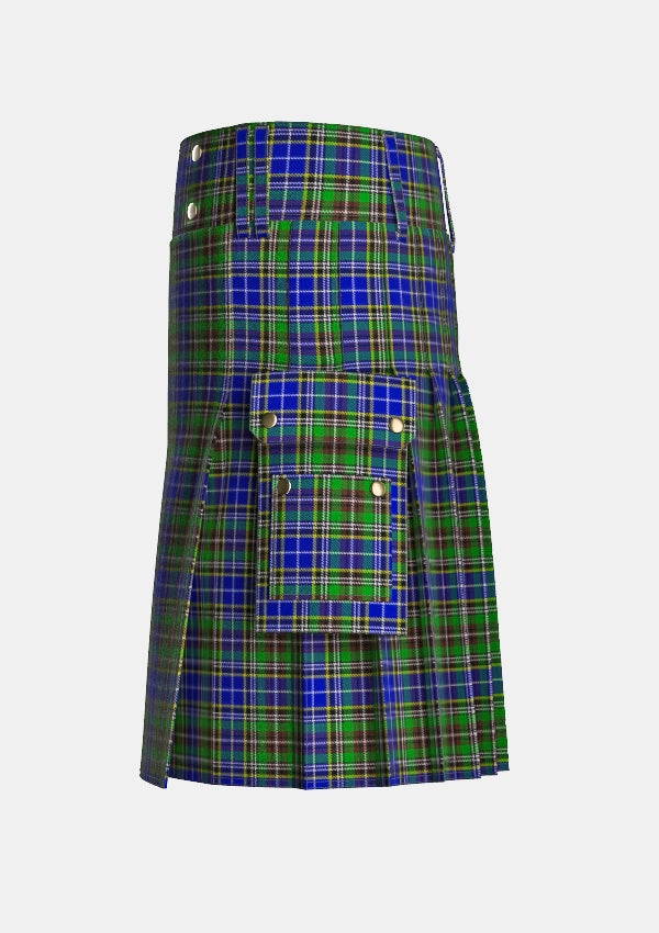 Utility_Dowling_Tartan_4708_kilt_left_image_with_pleated_design_and_adjustable_buckles_for_men