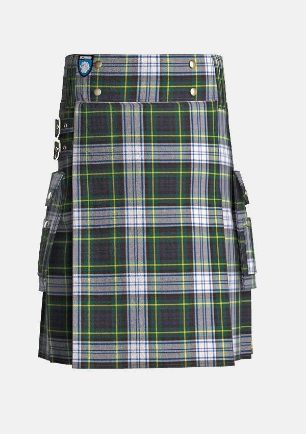 Utility_Dress_Gordon_tartan_kilt_front_image_with_pleated_design_and_adjustable_buckles_for_men