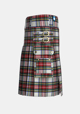 Utility_Dress_Stewart_Tartan_kilt_right_image_with_pleated_design_and_adjustable_buckles_for_men