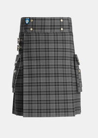 Utility_Drummond_Grey_Tartan_1125_kilt_front_image_with_pleated_design_and_adjustable_buckles_for_men