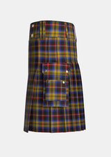 Utility_Dublin_County_Crest_Range_Tartan_7452_kilt_left_image_with_pleated_design_and_adjustable_buckles_for_men