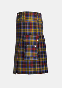 Utility_Dublin_County_Crest_Range_Tartan_7452_kilt_left_image_with_pleated_design_and_adjustable_buckles_for_men