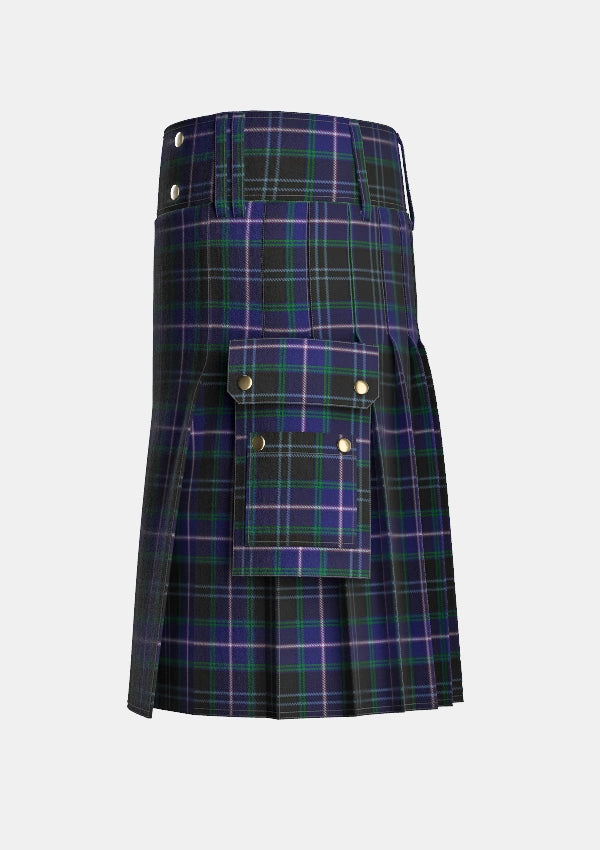 Utility_Dugan_Tartan_7483_kilt_left_image_with_pleated_design_and_adjustable_buckles_for_men