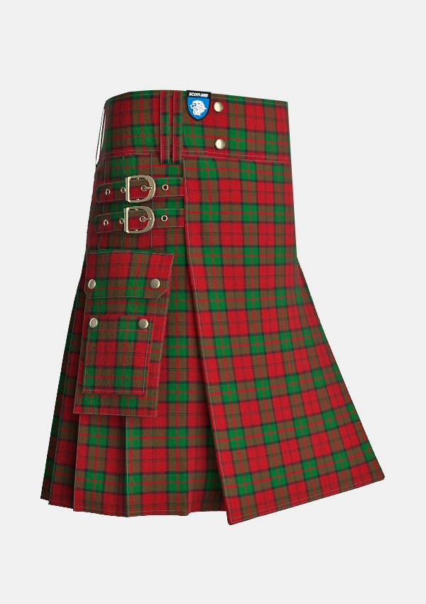 Utility_Dunbar_tartan_1472_kilt_side_image_with_pleated_design_and_adjustable_buckles_for_men