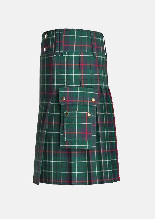 Utility_Duncan_Modern_Tartan_kilt_left_image_with_pleated_design_and_adjustable_buckles_for_men