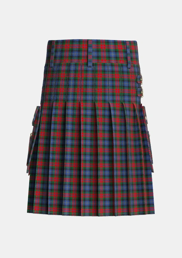 Utility_Dundas_2_Tartan_501_kilt_back_image_with_pleated_design_and_adjustable_buckles_for_men