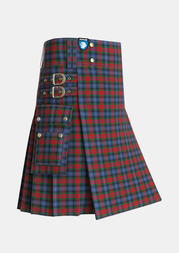 Utility_Dundas_2_Tartan_501_kilt_side_image_with_pleated_design_and_adjustable_buckles_for_men