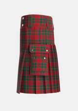 Utility_Dundas_Red_Tartan_237_kilt_left_image_with_pleated_design_and_adjustable_buckles_for_men