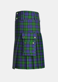 Utility_Dundas_tartan_1041_kilt_left_image_with_pleated_design_and_adjustable_buckles_for_men