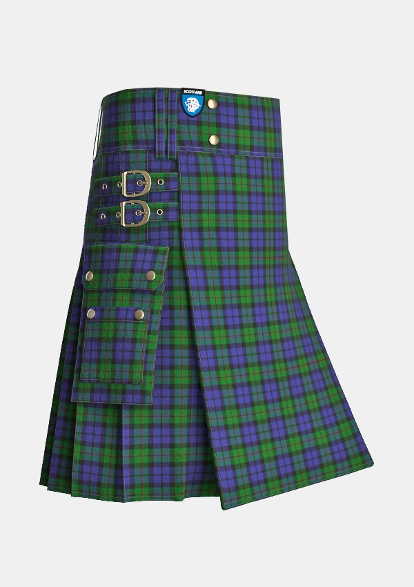 Utility_Dundas_tartan_1041_kilt_side_image_with_pleated_design_and_adjustable_buckles_for_men
