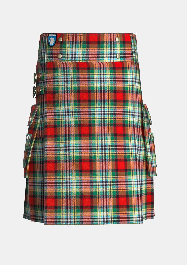 Utility_Dundee_tartan_844_kilt_front_image_with_pleated_design_and_adjustable_buckles_for_men
