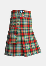 Utility_Dundee_tartan_844_kilt_side_image_with_pleated_design_and_adjustable_buckles_for_men