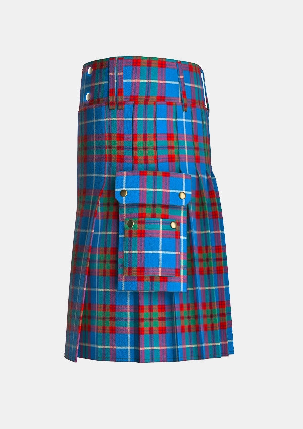 Utility_Edinburgh_tartan_1163_kilt_left_image_with_pleated_design_and_adjustable_buckles_for_men