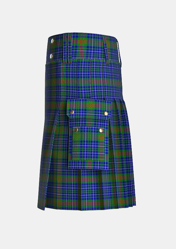 Utility_Edmonstone_of_Duntreath_Tartan_10398_kilt_left_image_with_pleated_design_and_adjustable_buckles_for_men