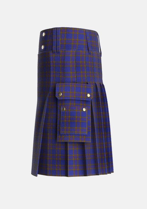 Utility_Elliot_2_Tartan_596_kilt_left_image_with_pleated_design_and_adjustable_buckles_for_men