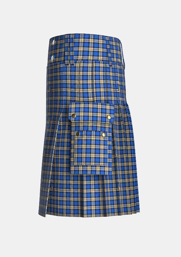 Utility_Elliott_Lynn_Family_Tartan_12960_kilt_left_image_with_pleated_design_and_adjustable_buckles_for_men