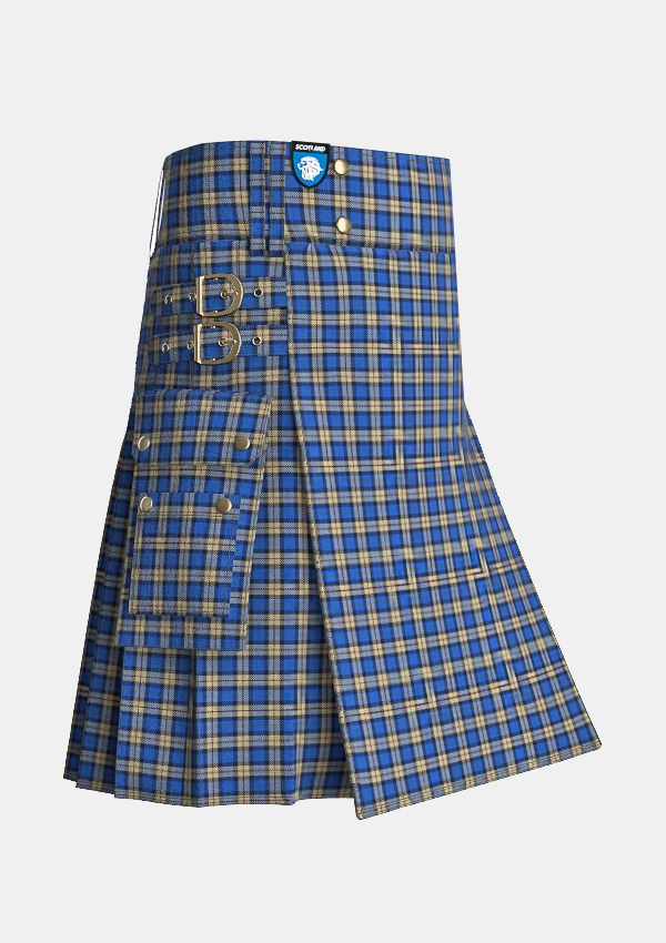 Utility_Elliott_Lynn_Family_Tartan_12960_kilt_side_image_with_pleated_design_and_adjustable_buckles_for_men