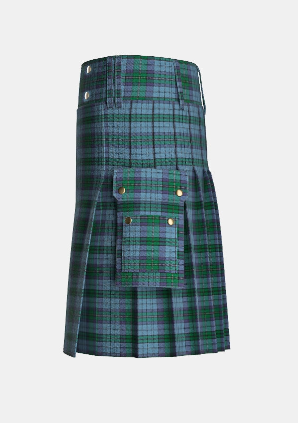 Utility_Ellis_tartan_6166_kilt_left_image_with_pleated_design_and_adjustable_buckles_for_men