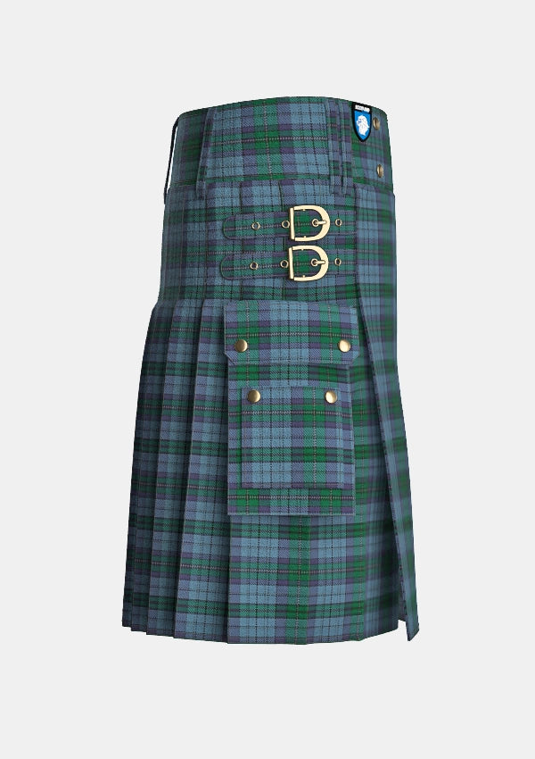 Utility_Ellis_tartan_6166_kilt_right_image_with_pleated_design_and_adjustable_buckles_for_men